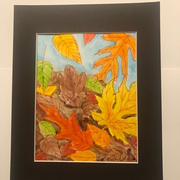 Falling Leaves Watercolor HAND CRAFTED Painting - Picture 1 of 5